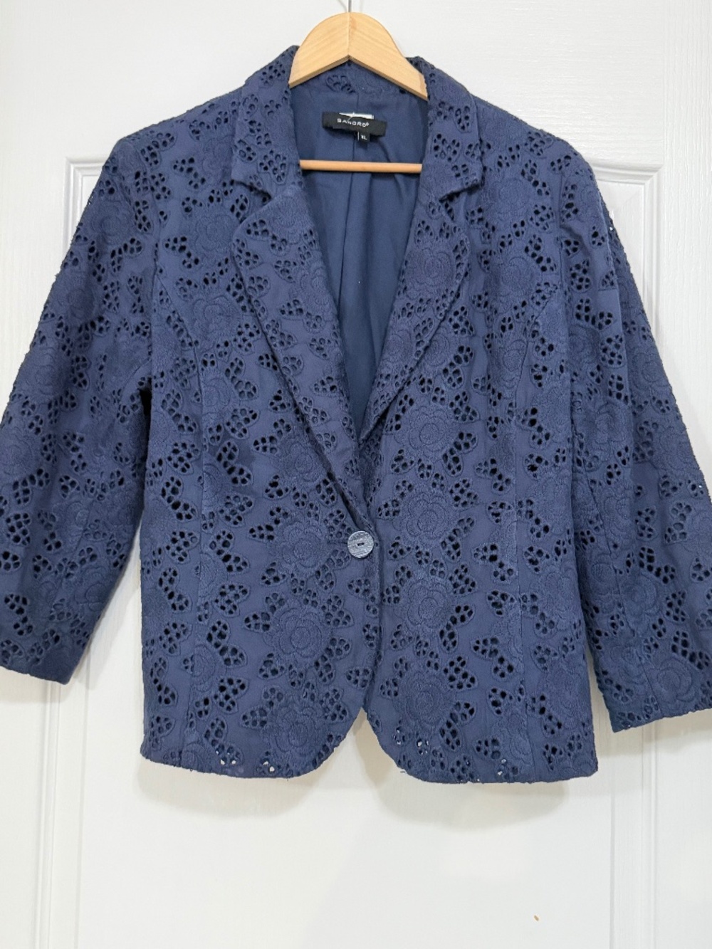 Sandro Navy Blue Lace Blazer